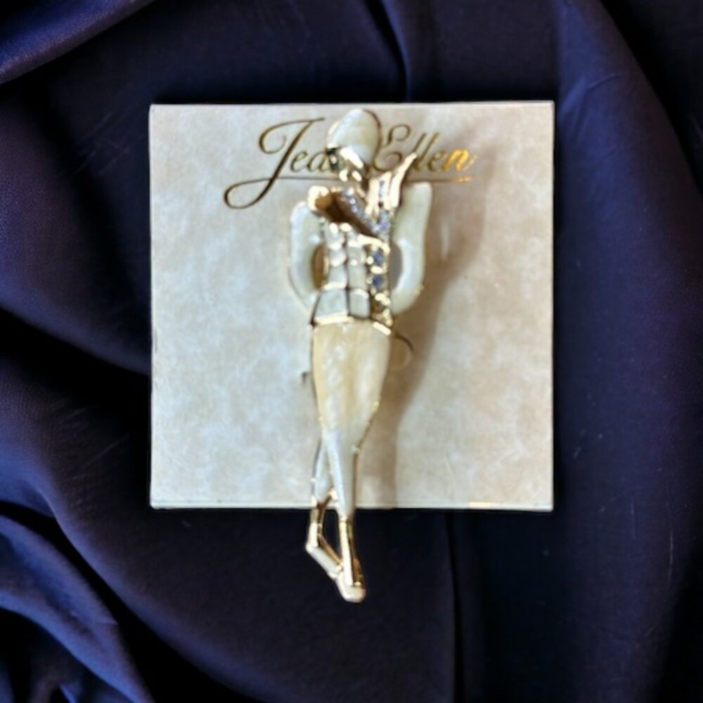 Jean Ellen Cream & Gold Fashion Model Brooch
